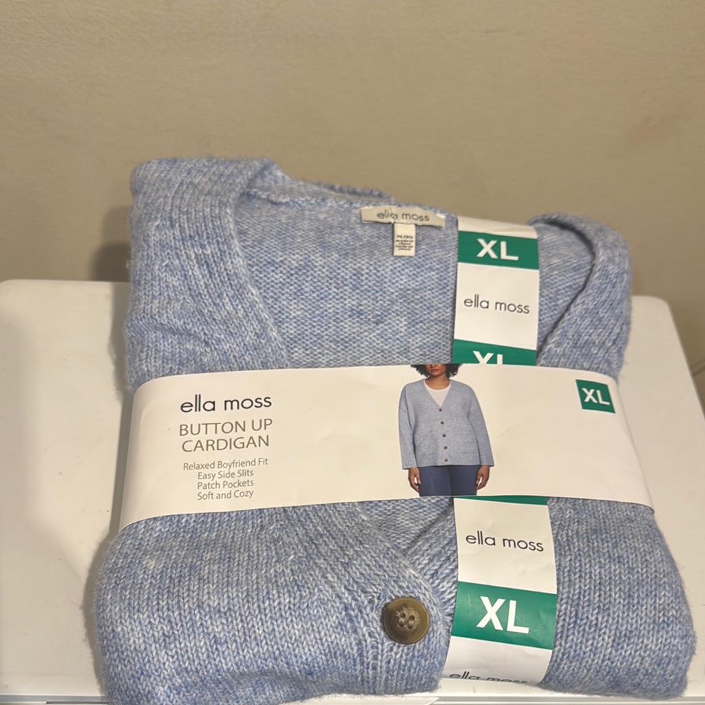Ella Moss Blue Button Up Cardigan Sweater Sz Xl Extra Large New Nwt
